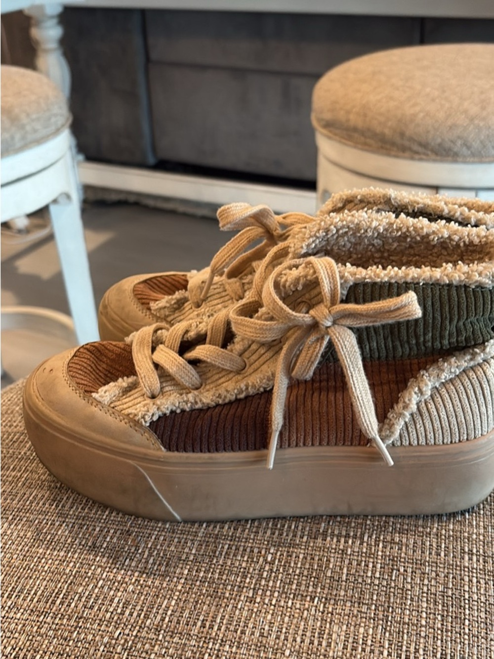 Rocket Dog Beige and Brown Platform Lace-Up Sneakers